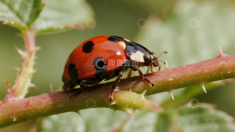 高清大图下载【趣麦麦图】生物百科昆虫之叶脉上的瓢虫
