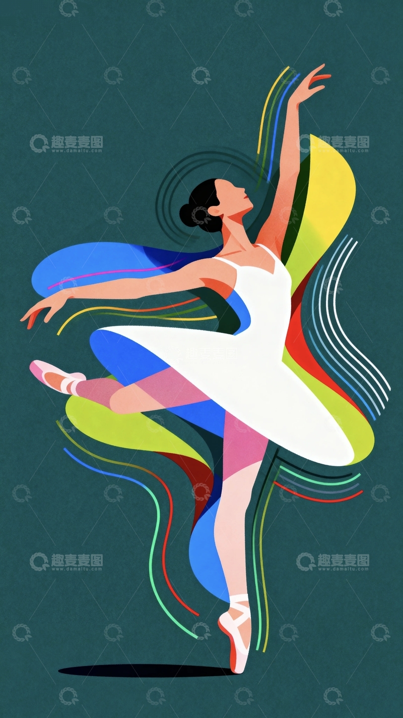 高清大图下载【趣麦麦图】多巴胺配色芭蕾舞女孩4
