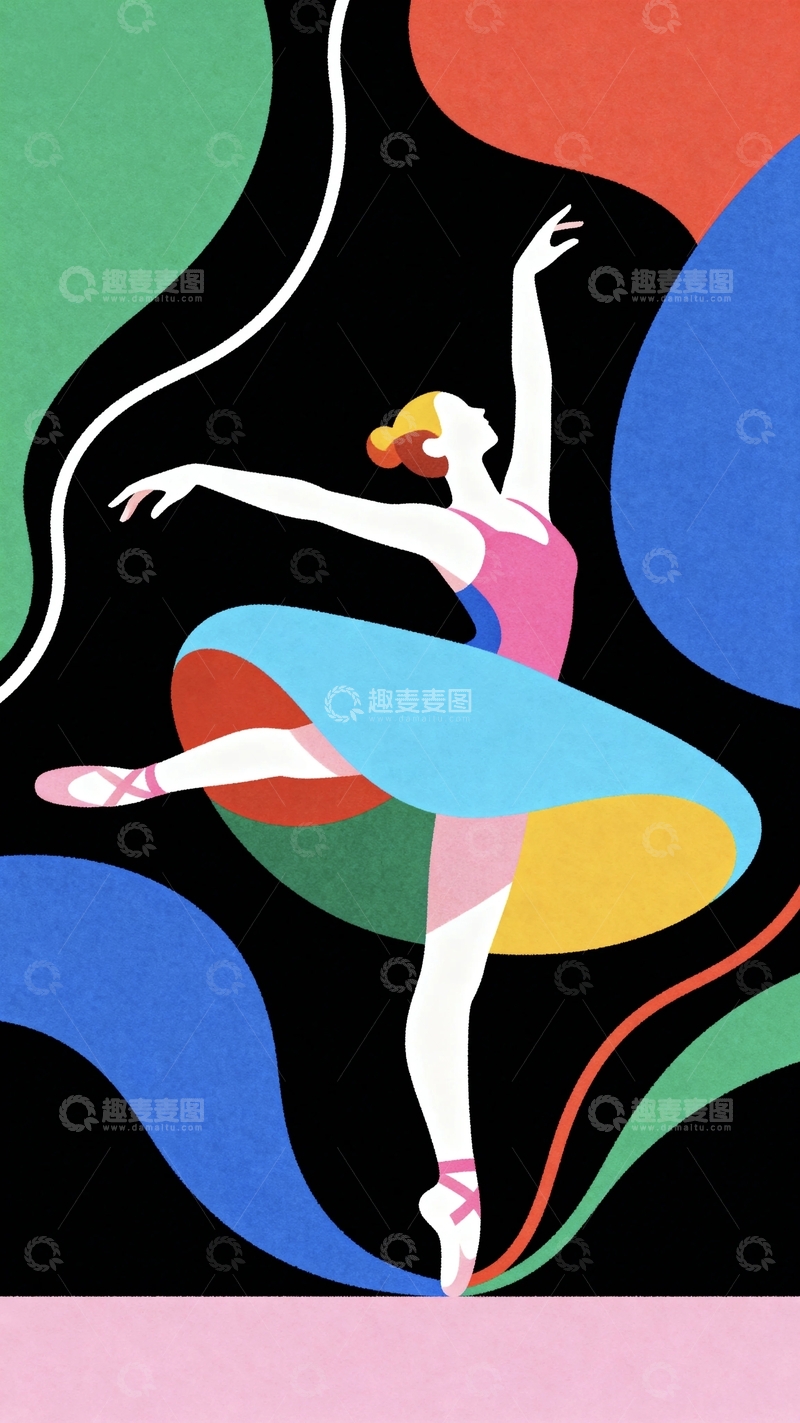 高清大图下载【趣麦麦图】彩绘美学芭蕾舞女孩8
