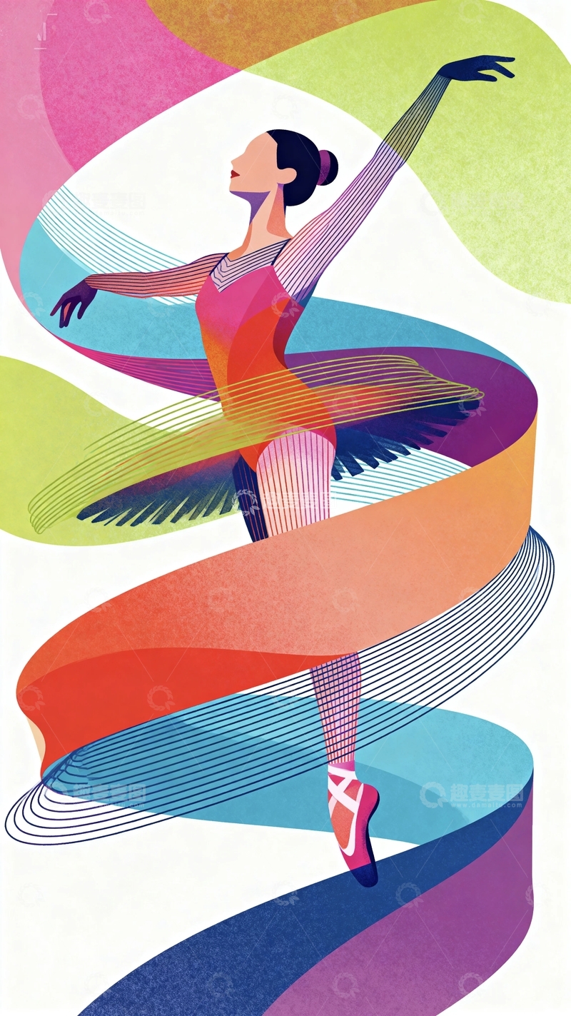 高清大图下载【趣麦麦图】彩绘美学芭蕾舞女孩13