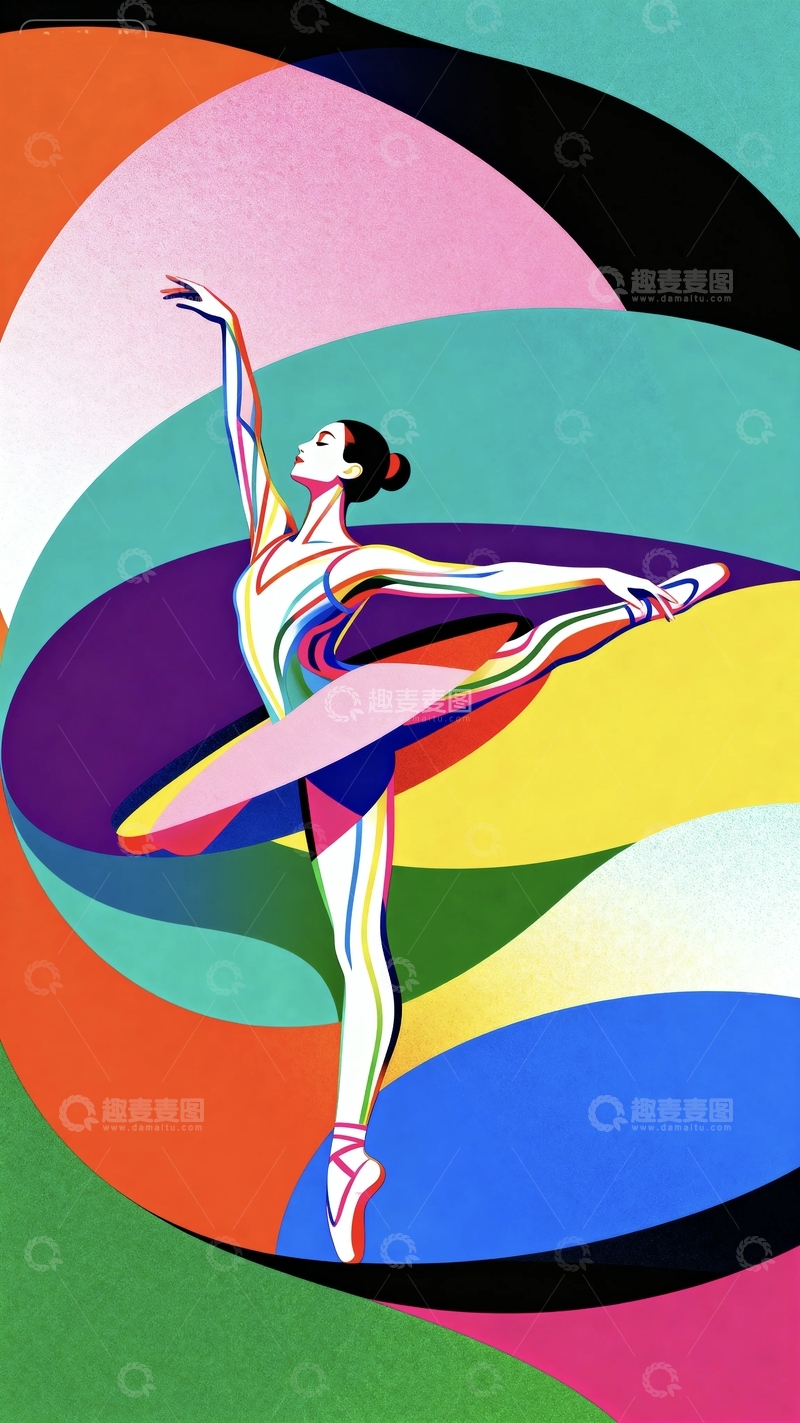 高清大图下载【趣麦麦图】彩绘美学芭蕾舞女孩19