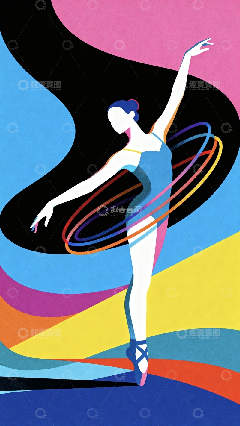 高清大图下载【趣麦麦图】彩绘美学芭蕾舞女孩1