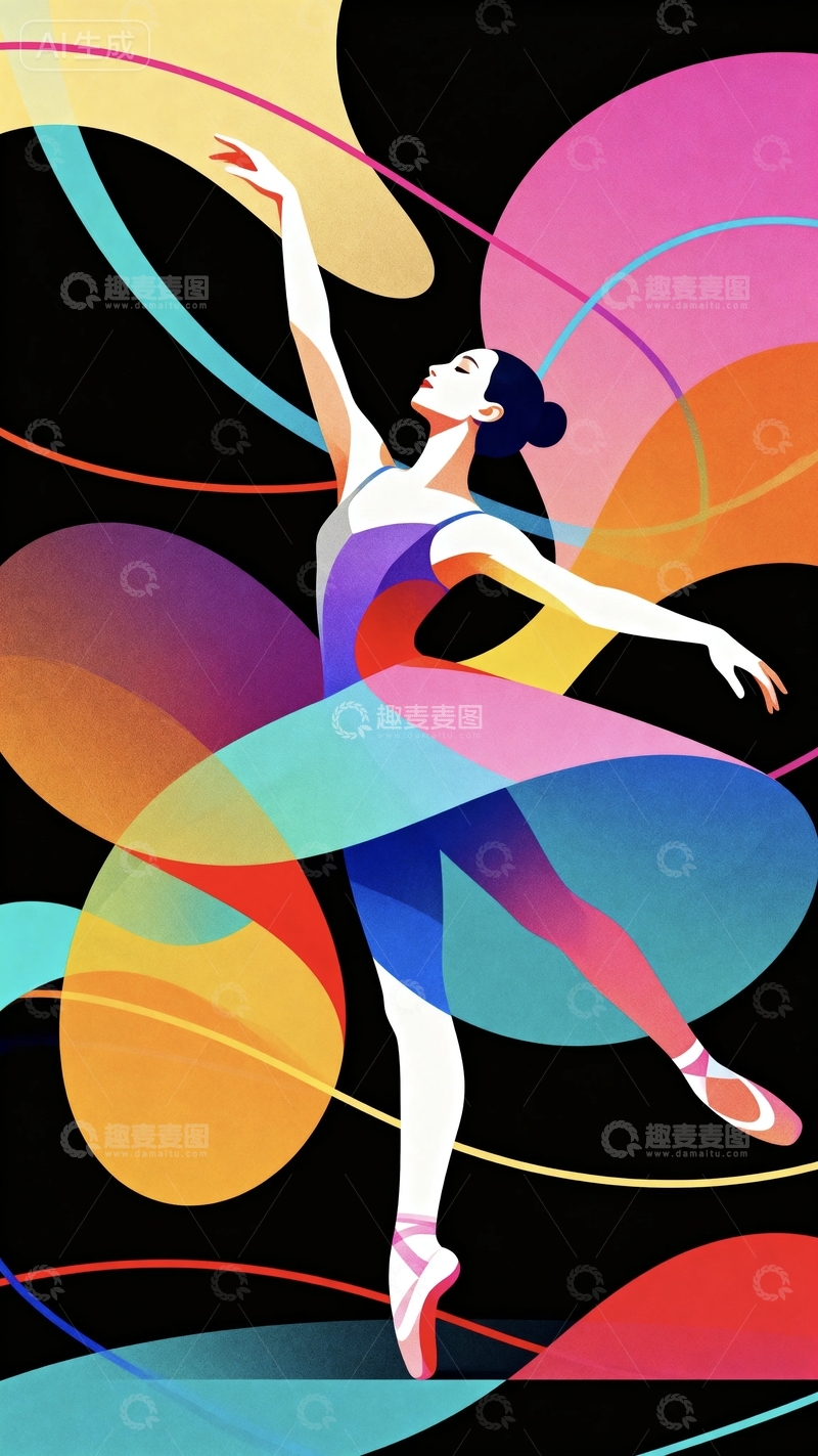 高清大图下载【趣麦麦图】彩绘美学芭蕾舞女孩15