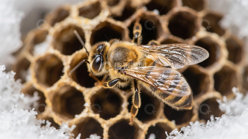 高清大图下载【趣麦麦图】生物百科昆虫之冬日蜂巢蜜蜂