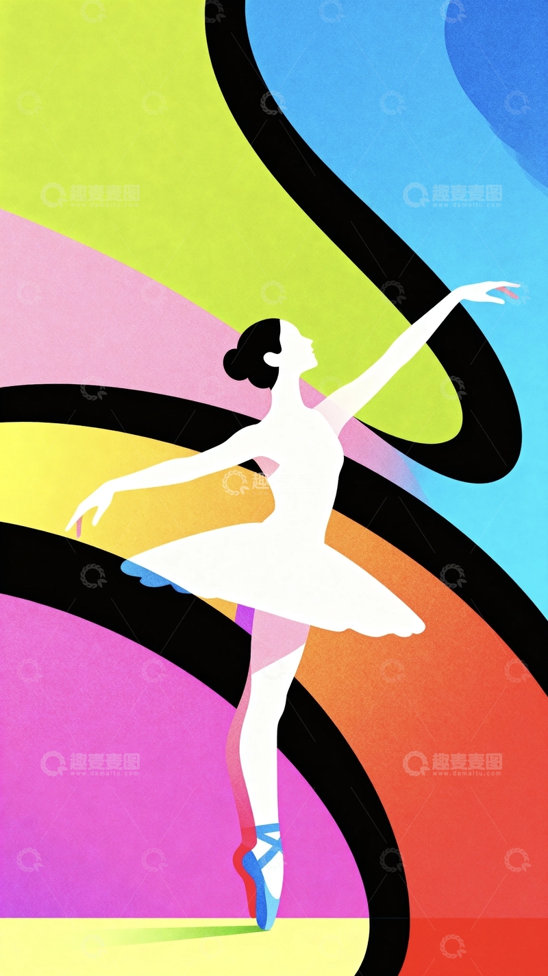 高清大图下载【趣麦麦图】多巴胺配色芭蕾舞女孩9