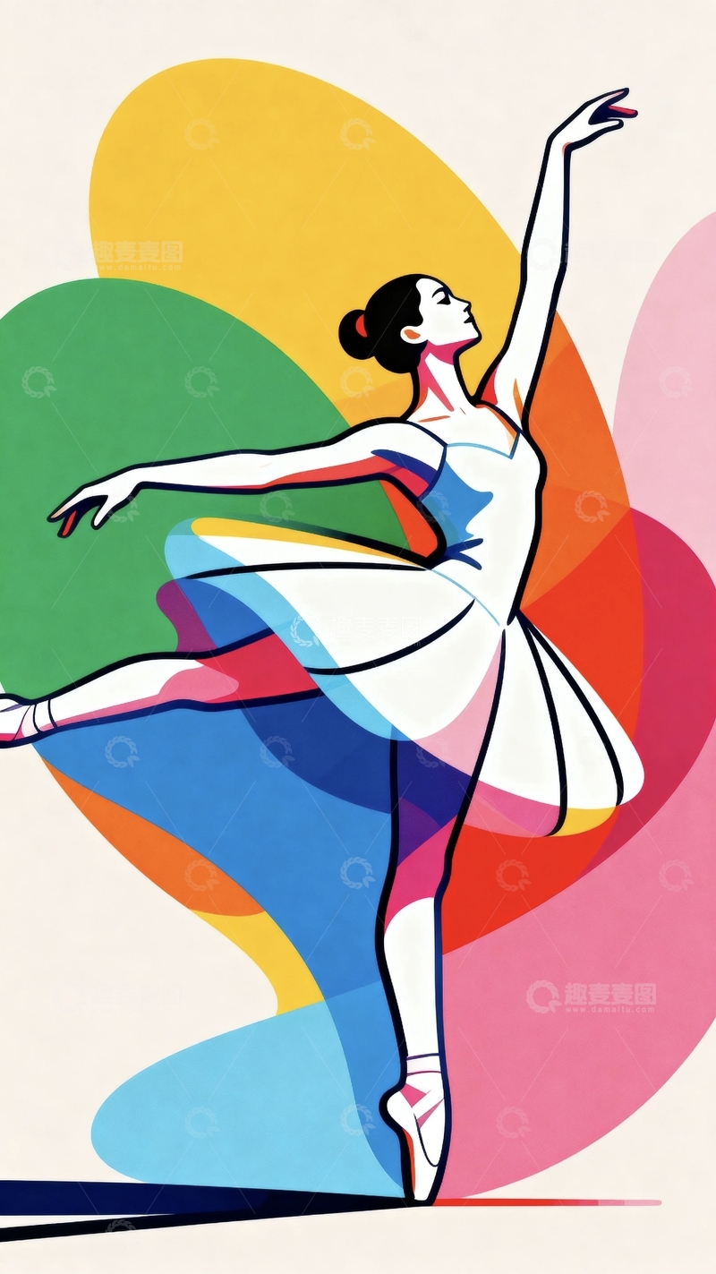 高清大图下载【趣麦麦图】多巴胺配色芭蕾舞女孩5
