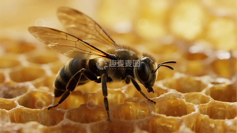 高清大图下载【趣麦麦图】生物百科昆虫之蜂巢中的蜜蜂
