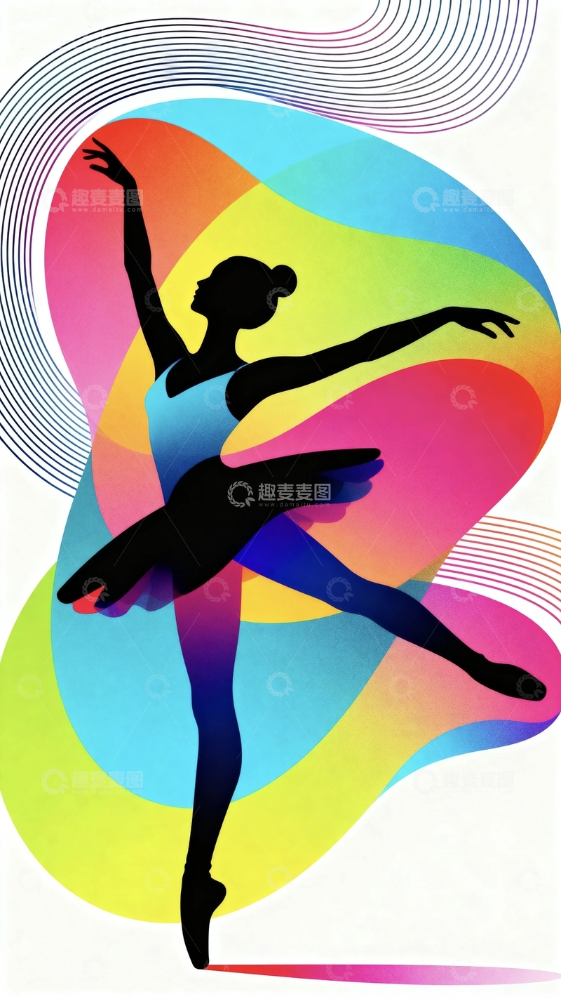 高清大图下载【趣麦麦图】多巴胺配色芭蕾舞女孩7