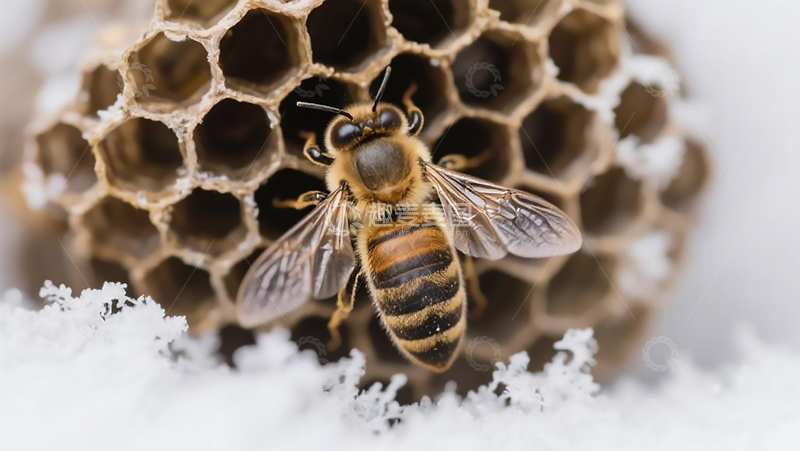高清大图下载【趣麦麦图】生物百科昆虫之冬日蜂巢的蜜蜂