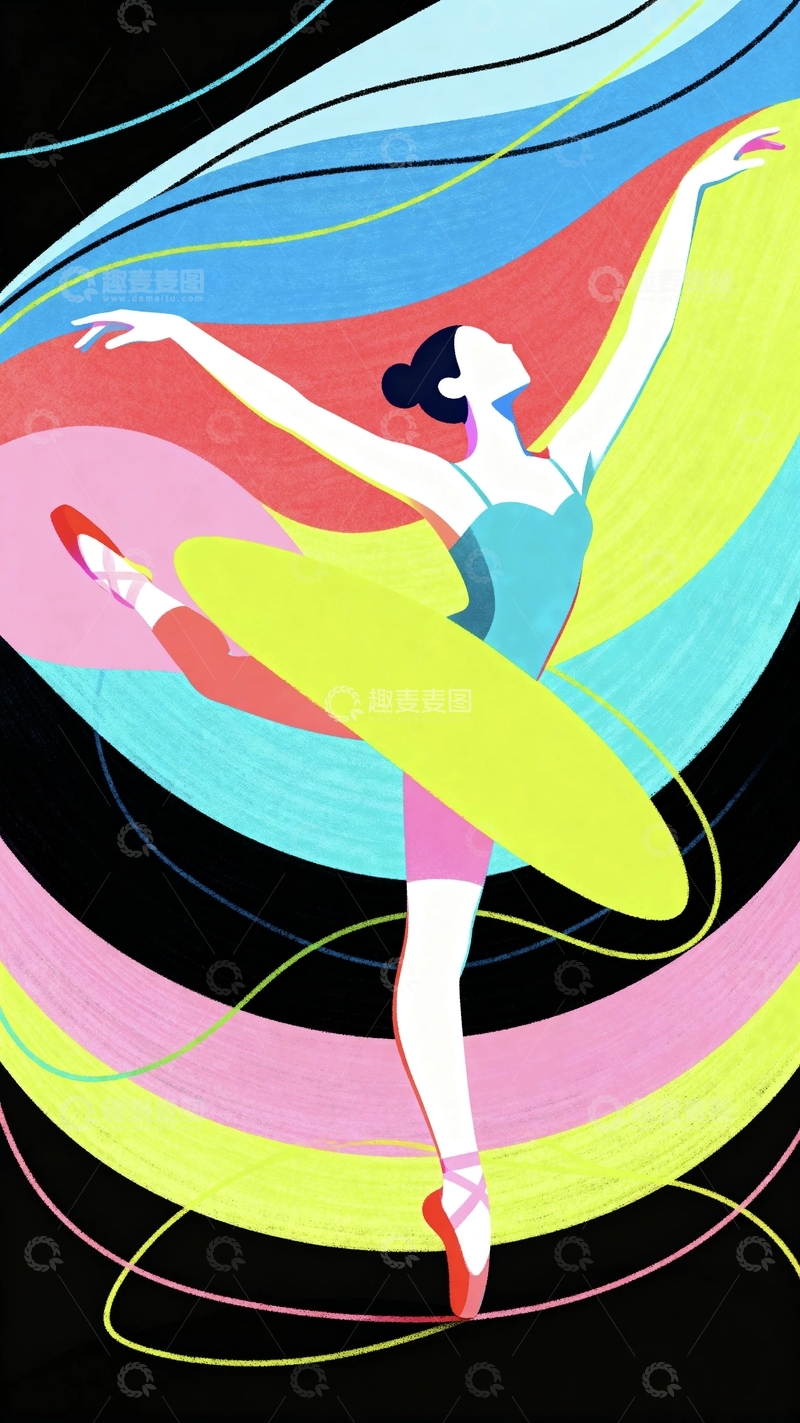 高清大图下载【趣麦麦图】多巴胺配色芭蕾舞女孩18