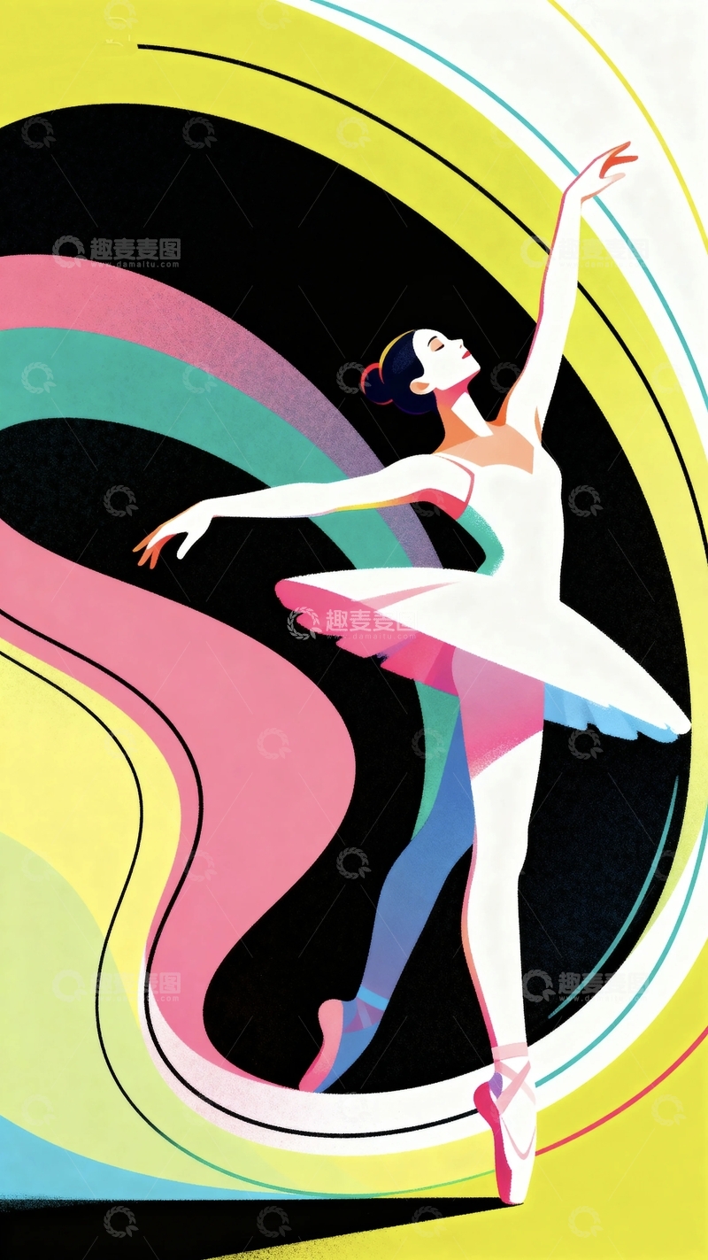 高清大图下载【趣麦麦图】多巴胺配色芭蕾舞女孩17