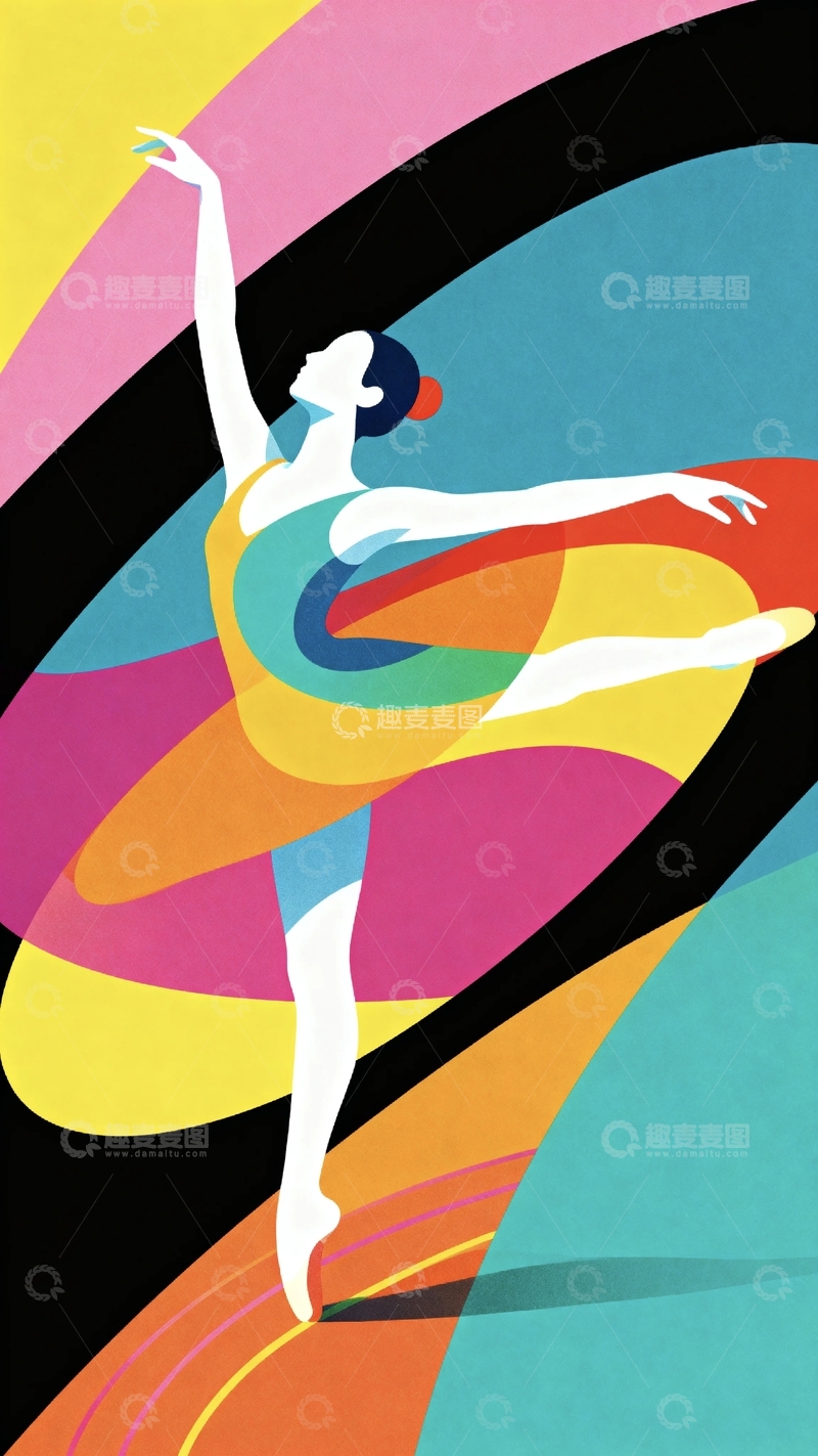 高清大图下载【趣麦麦图】彩绘美学芭蕾舞女孩17