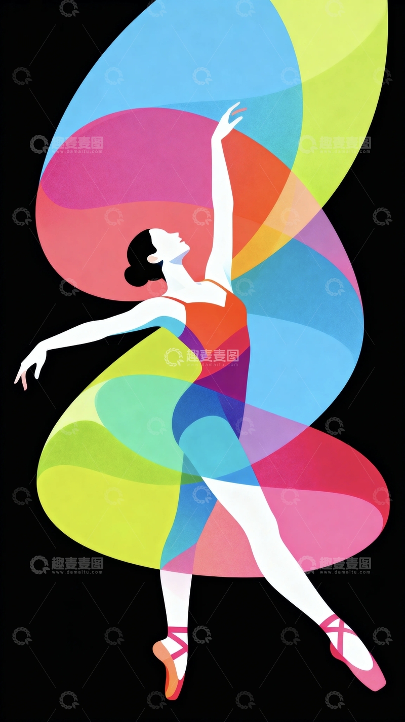 高清大图下载【趣麦麦图】多巴胺配色芭蕾舞女孩12