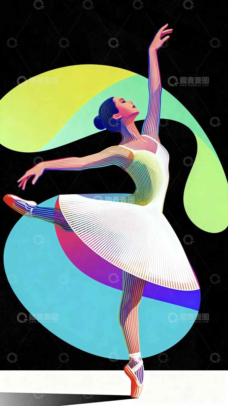 高清大图下载【趣麦麦图】彩绘美学芭蕾舞女孩3