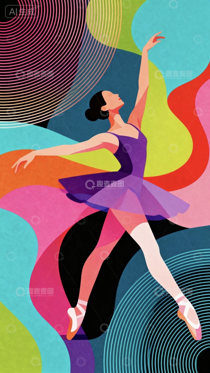 高清大图下载【趣麦麦图】彩绘美学芭蕾舞女孩16