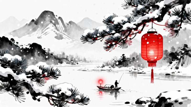 高清大图下载【趣麦麦图】-水墨画国风节日背景15