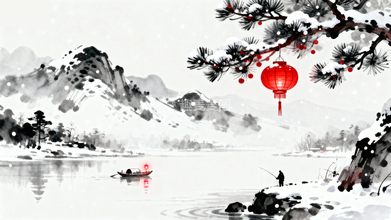 高清大图下载【趣麦麦图】水墨画国风节日背景12