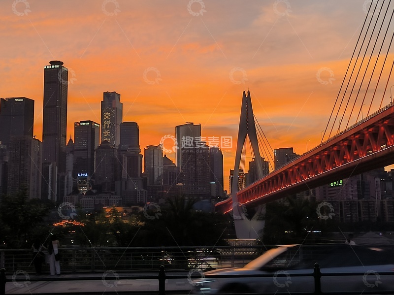 高清大图下载【趣麦麦图】山城黄昏落日