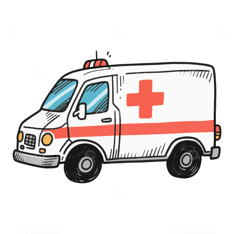 源文件下载【趣麦麦图】-一辆行驶中的救护车