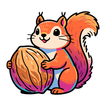 抱着核桃的松鼠