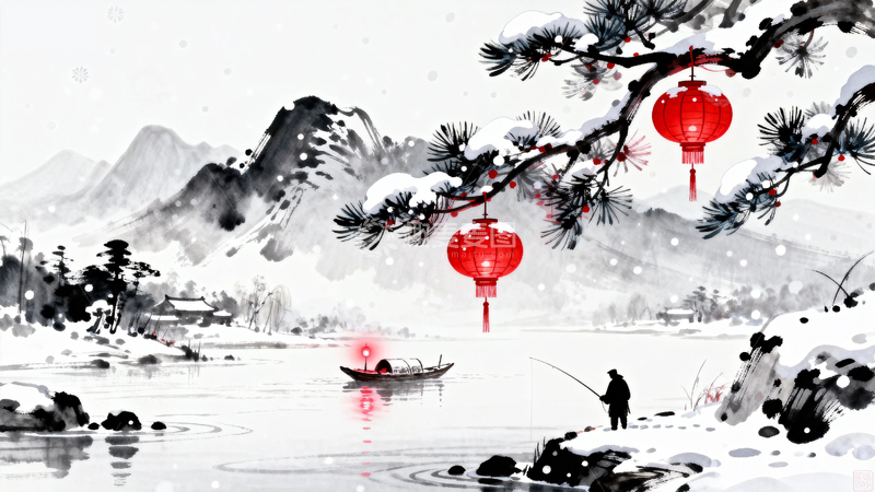 高清大图下载【趣麦麦图】水墨画国风节日背景20