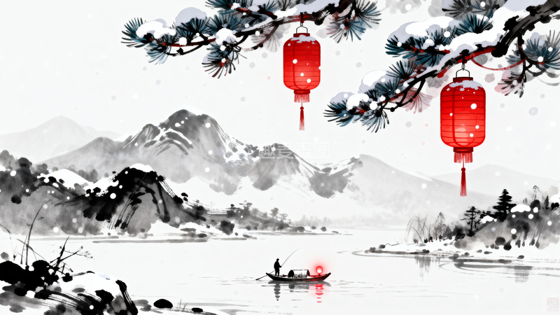 高清大图下载【趣麦麦图】-水墨画国风节日背景3