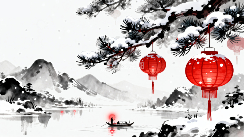 高清大图下载【趣麦麦图】-水墨画国风节日背景10