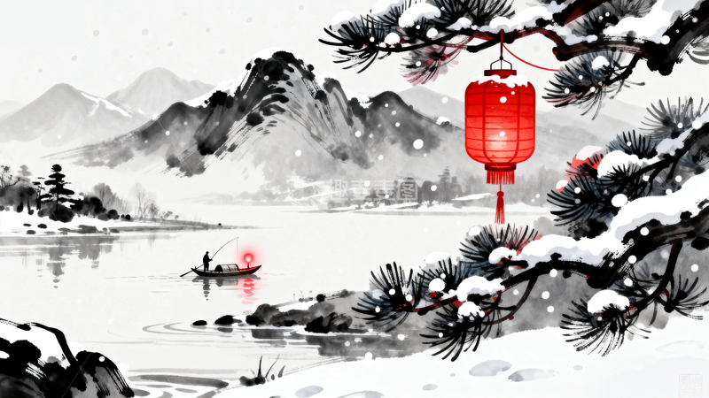 高清大图下载【趣麦麦图】水墨画国风节日背景6