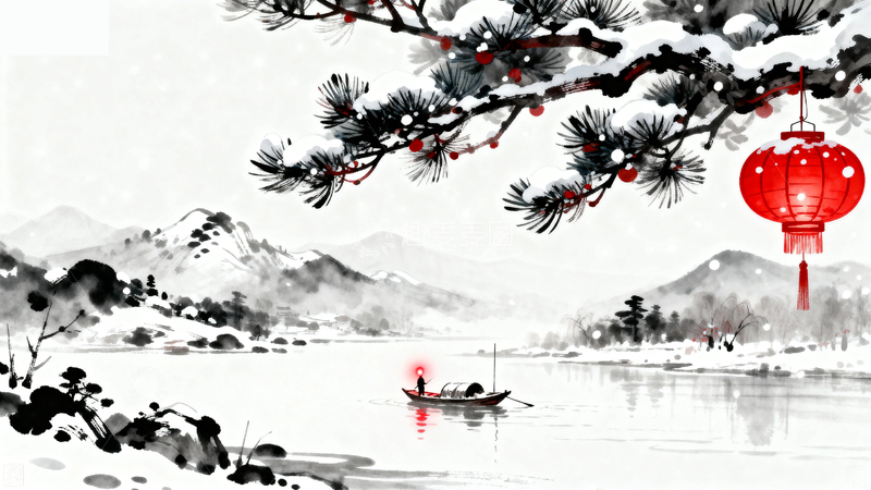 高清大图下载【趣麦麦图】水墨画国风节日背景4