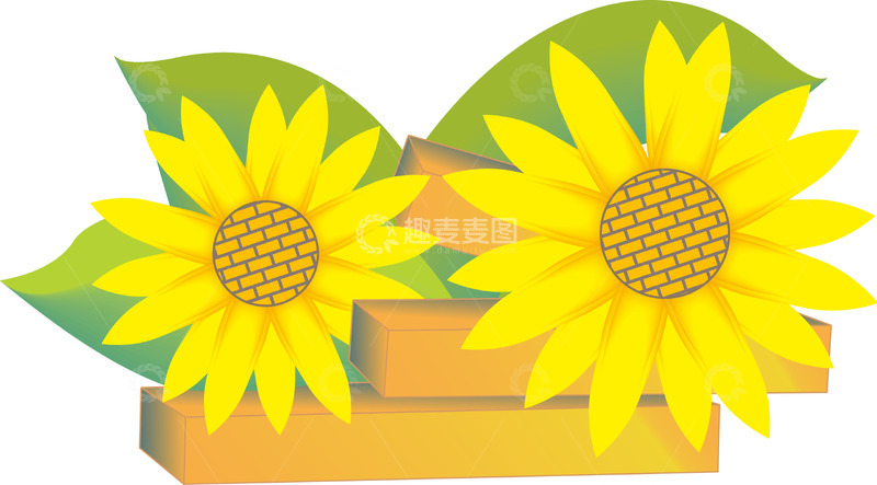 两朵明艳的向日葵插画