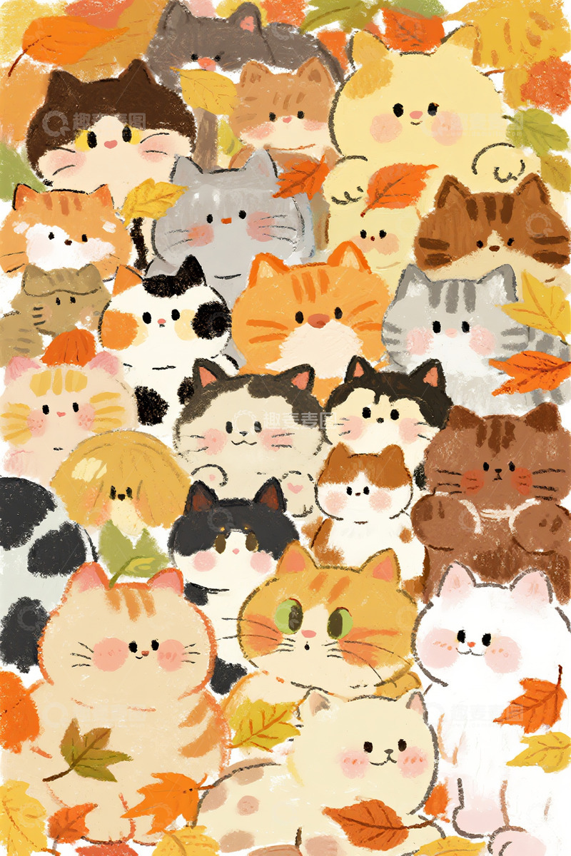高清大图下载【趣麦麦图】可爱软萌猫咪插画