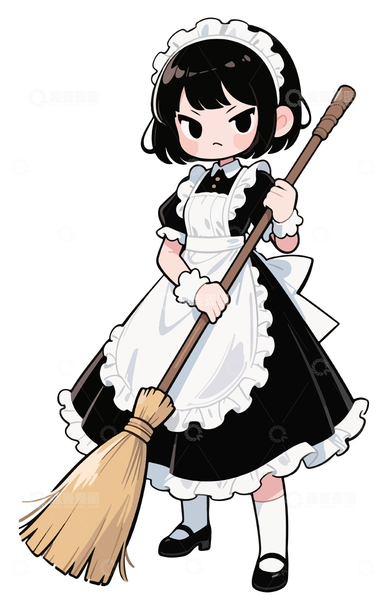 源文件下载【趣麦麦图】奶凶的女仆人物