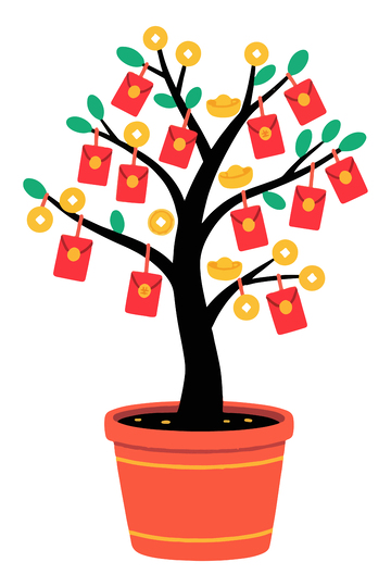 春节发财树插画3