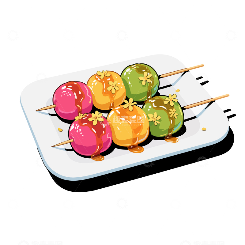 源文件下载【趣麦麦图】-三色年糕丸子
