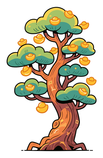 春节发财树插画2