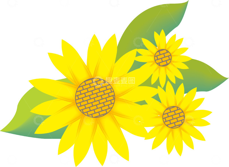 三朵向日葵插画素材元素