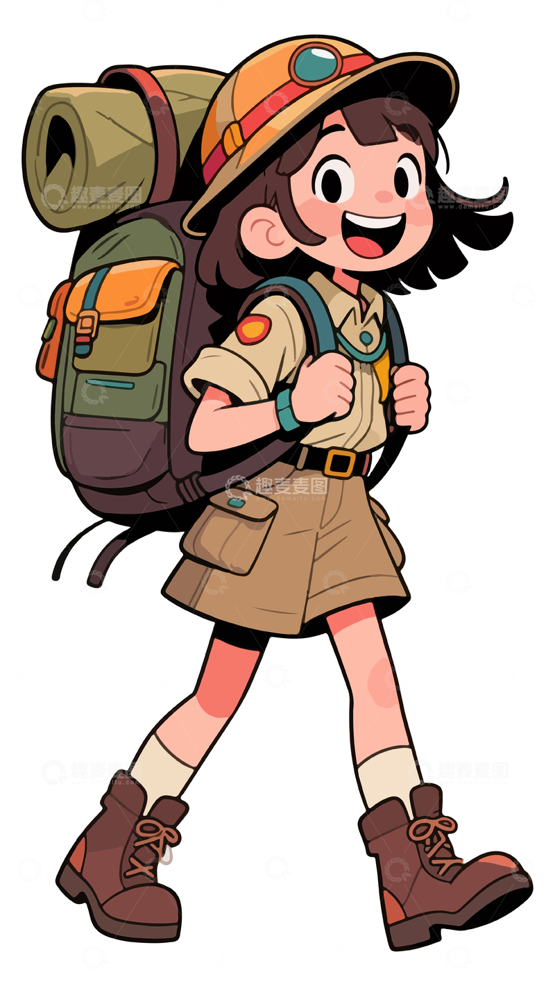 源文件下载【趣麦麦图】-探险的女孩人物