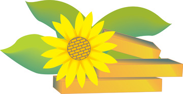 向日葵与栅栏插画素材