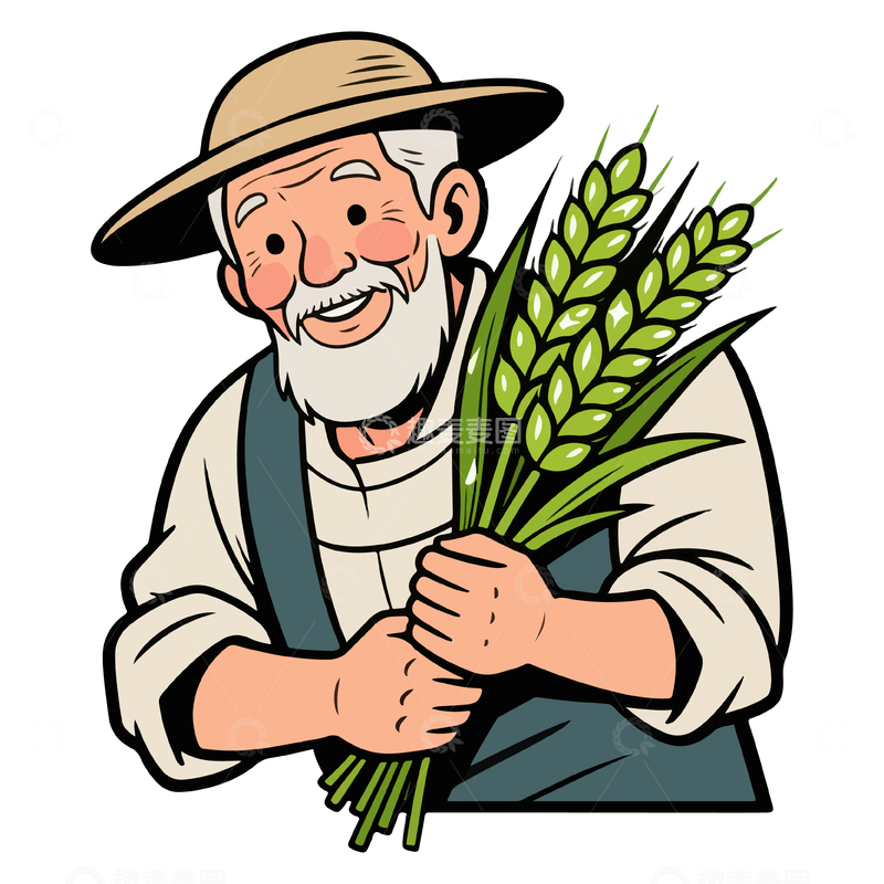 源文件下载【趣麦麦图】-农夫拿着麦穗1