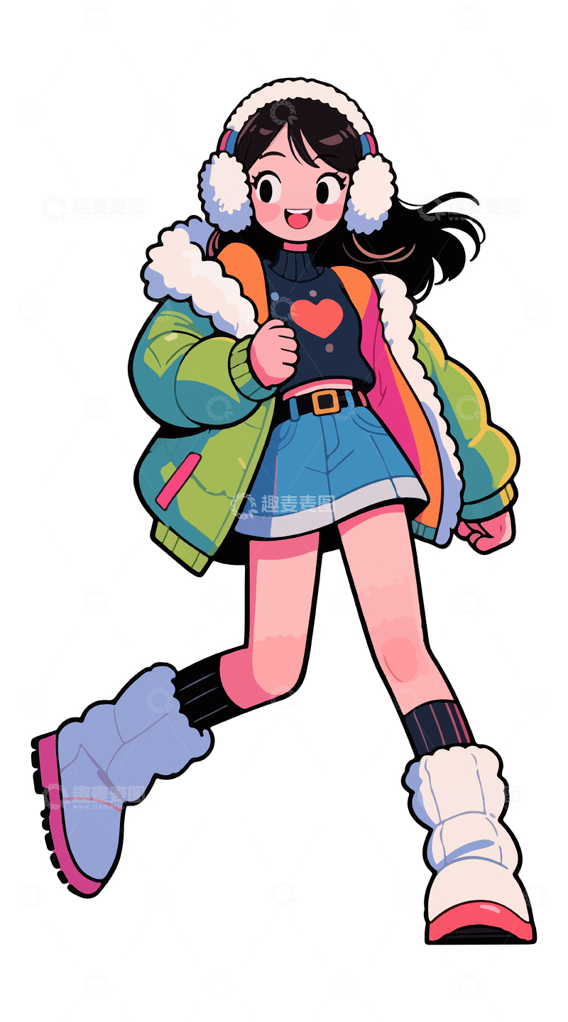 源文件下载【趣麦麦图】-时尚可爱女孩人物1