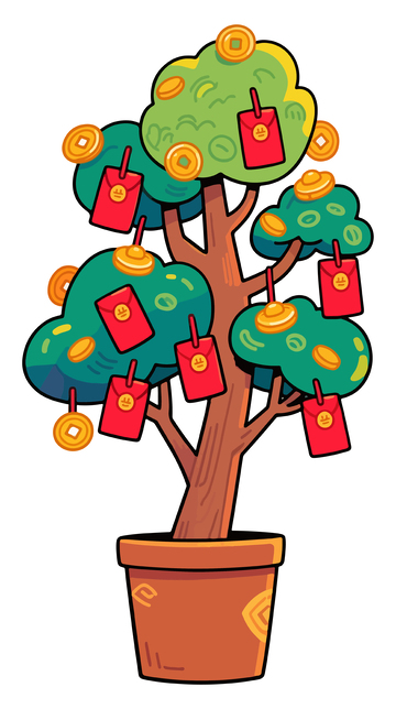 春节发财树插画