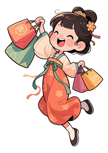 汉服古装购物女孩