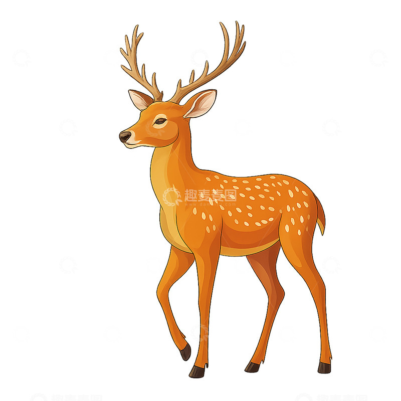 高清大图下载【趣麦麦图】可爱斑点鹿的卡通画