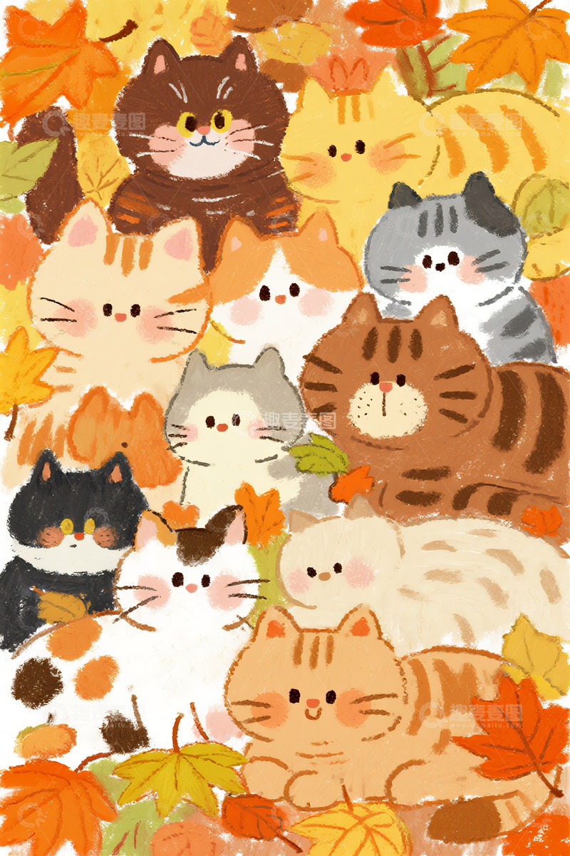高清大图下载【趣麦麦图】可爱软萌猫咪插画