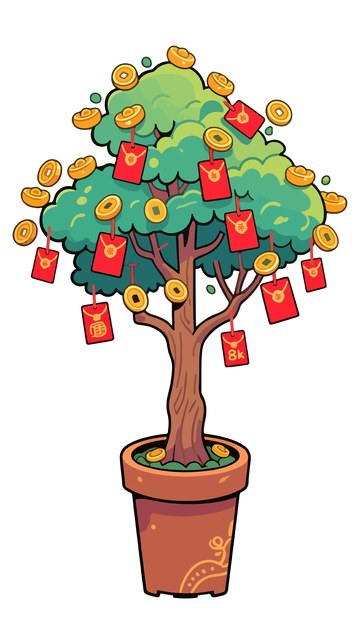 春节发财树插画4