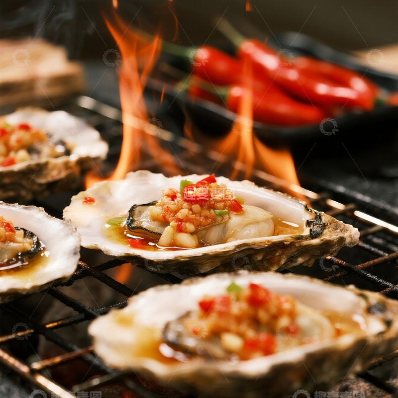 高清大图下载【趣麦麦图】烧烤生蚝美食摄影