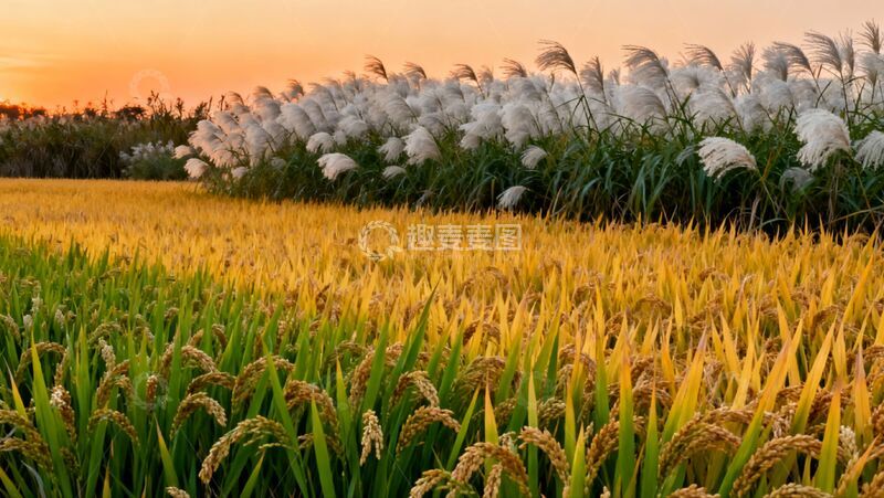 高清大图下载【趣麦麦图】秋天田间稻穗摄影实拍风格