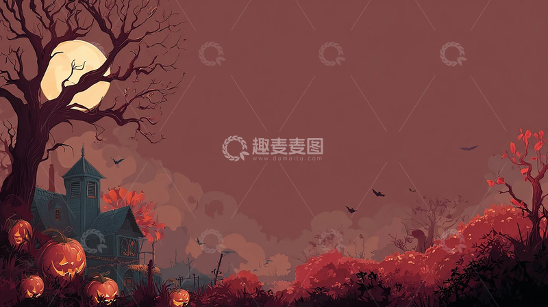 高清大图下载【趣麦麦图】阴森诡异的万圣节夜晚