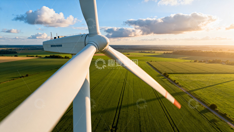 高清大图下载【趣麦麦图】-田野上的大型风力发电机