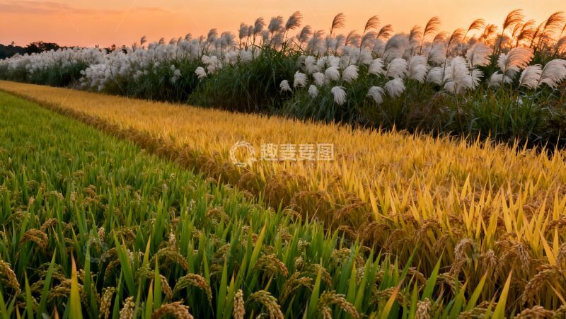 高清大图下载【趣麦麦图】秋天田间稻穗摄影实拍风格